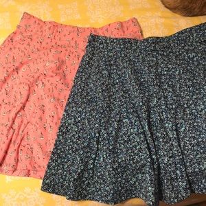 two floral skirts